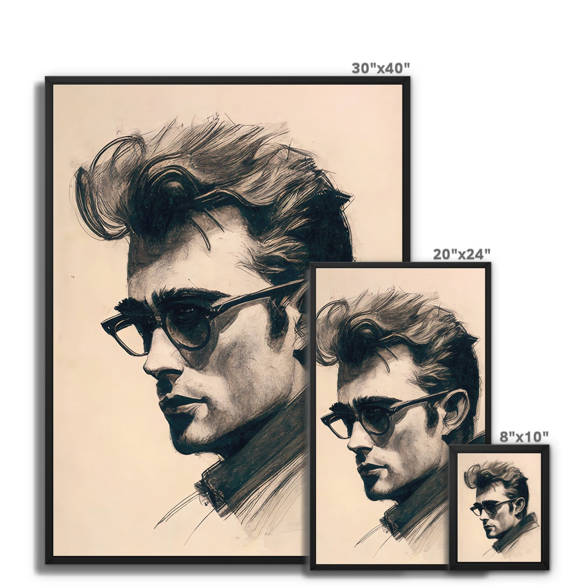 James Dean (Sketch Portrait) Framed Canvas