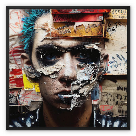 Collage Kid Framed Canvas