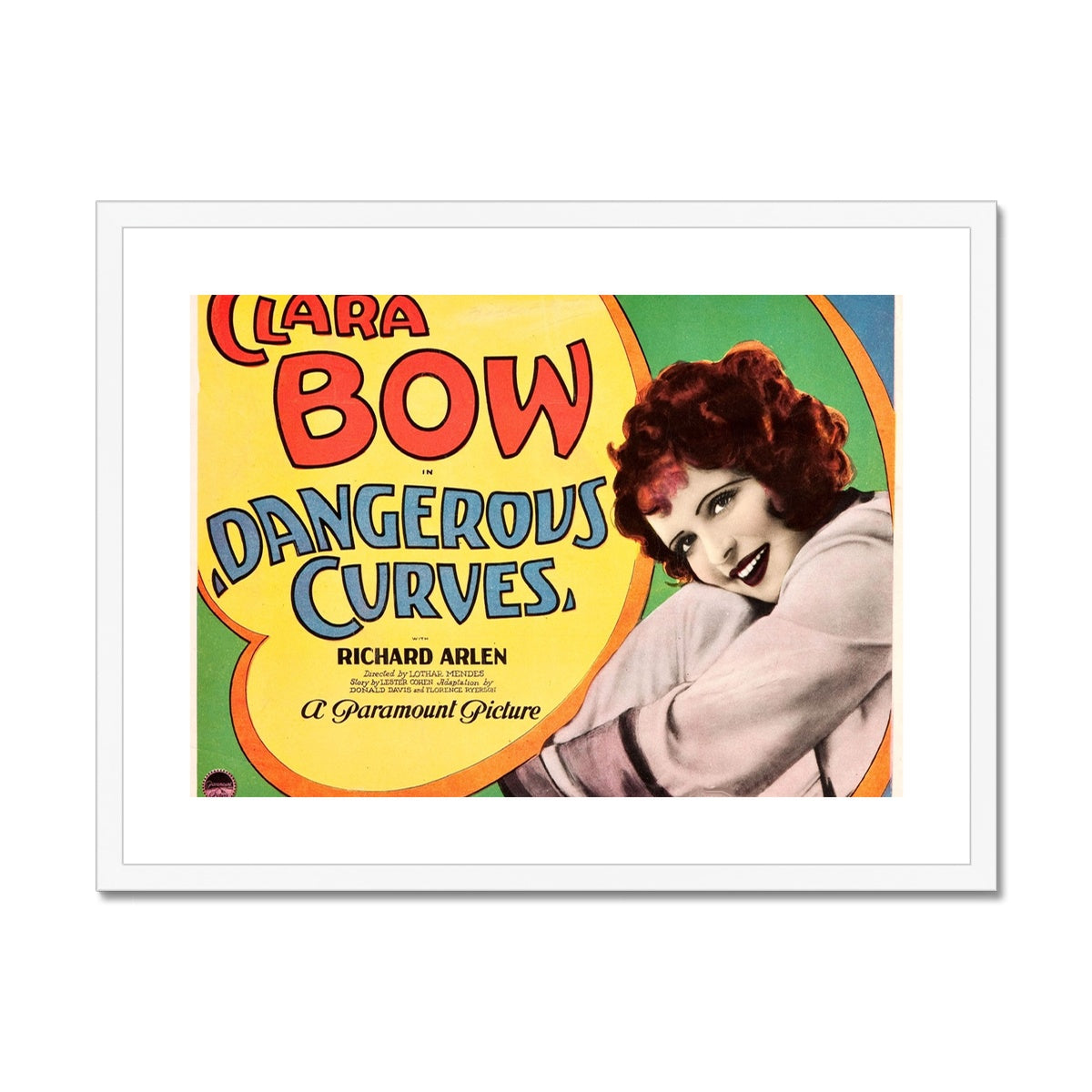 Clara Bow - Dangerous Curves Movie Poster Framed & Mounted Print