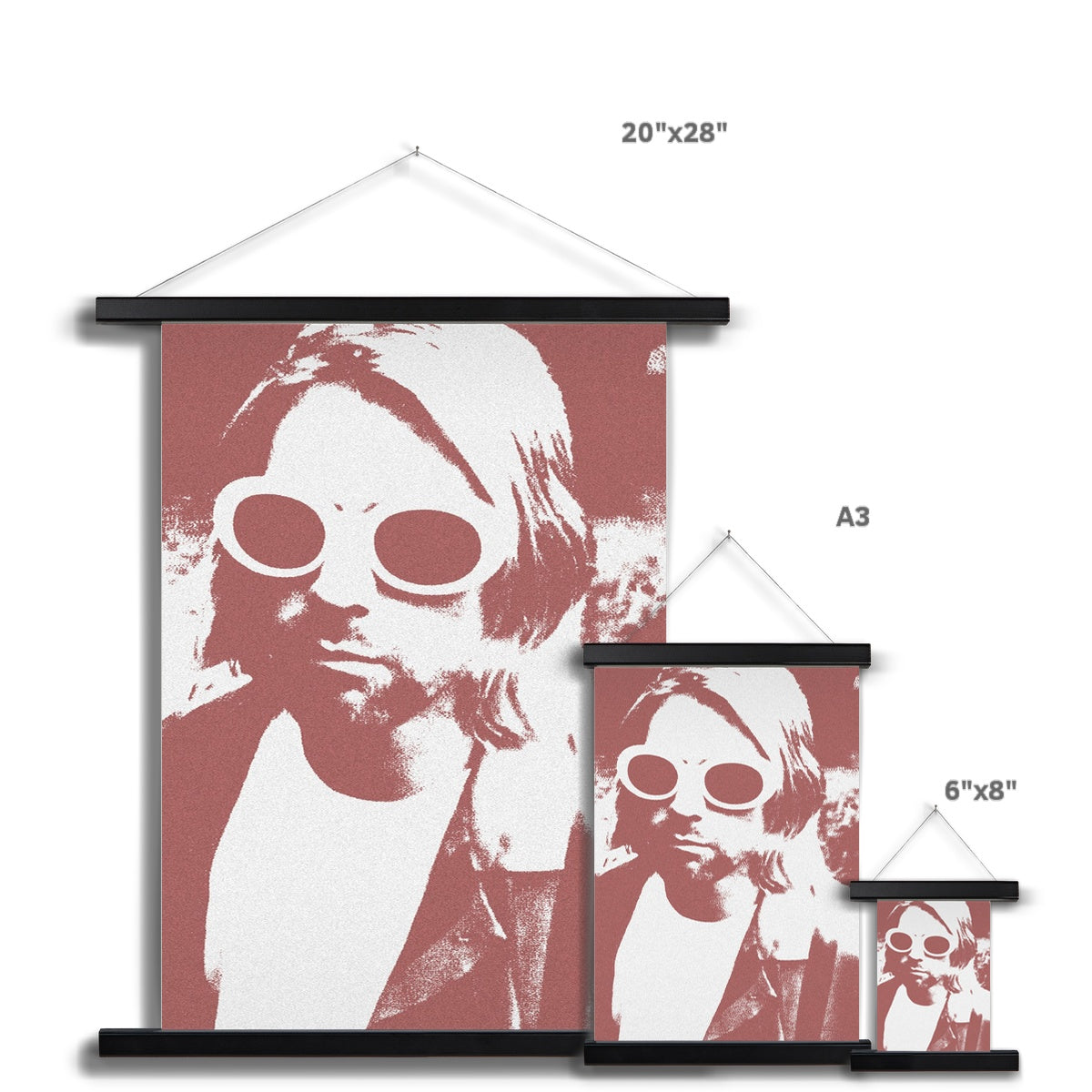 Kurt Cobain Print Fine Art Print with Hanger