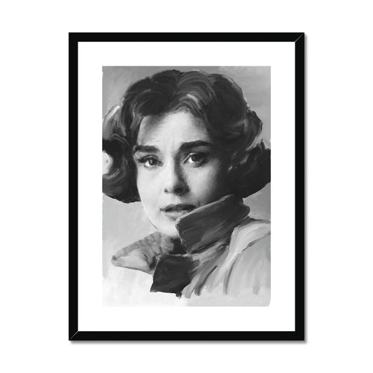 Audrey Hepburn B+W Portrait Framed & Mounted Print