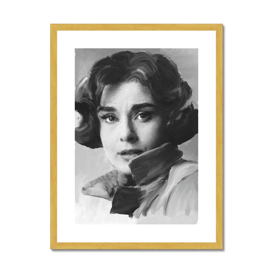 Audrey Hepburn B+W Portrait Antique Framed & Mounted Print