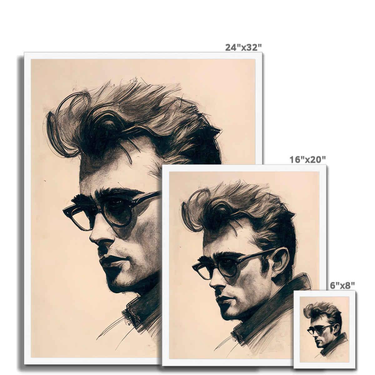 James Dean (Sketch Portrait) Budget Framed Poster
