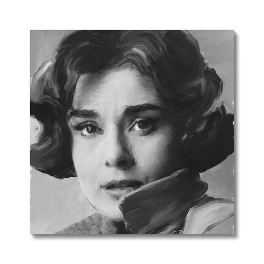 Audrey Hepburn B+W Portrait Canvas
