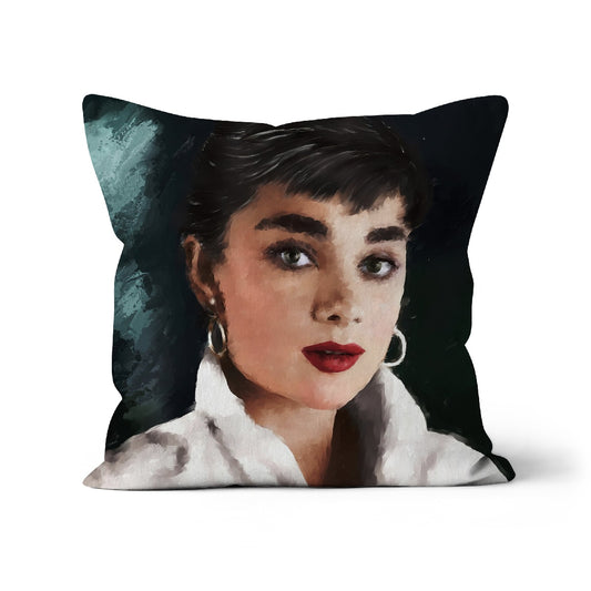 Audrey Hepburn Painted Portrait Cushion
