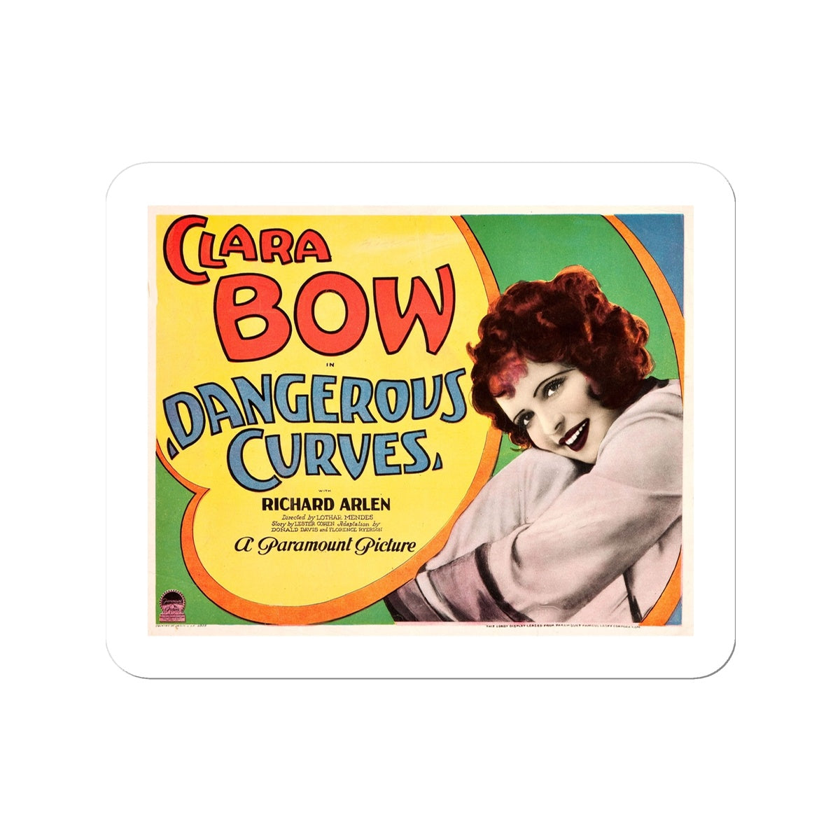 Clara Bow - Dangerous Curves Movie Poster Sticker